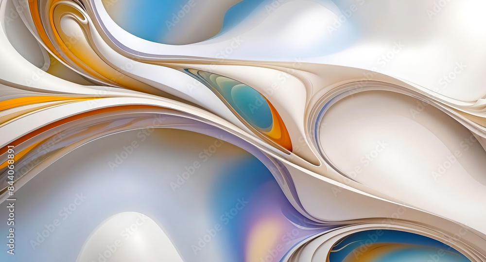 Poster abstract 3d curved shapes with soft color gradient