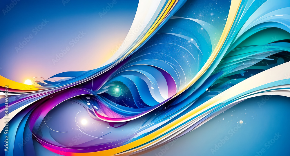 Poster abstract colorful background with flowing lines and shapes