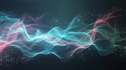 Holographic light spectrum with a translucent wave effect, set against a deep space background