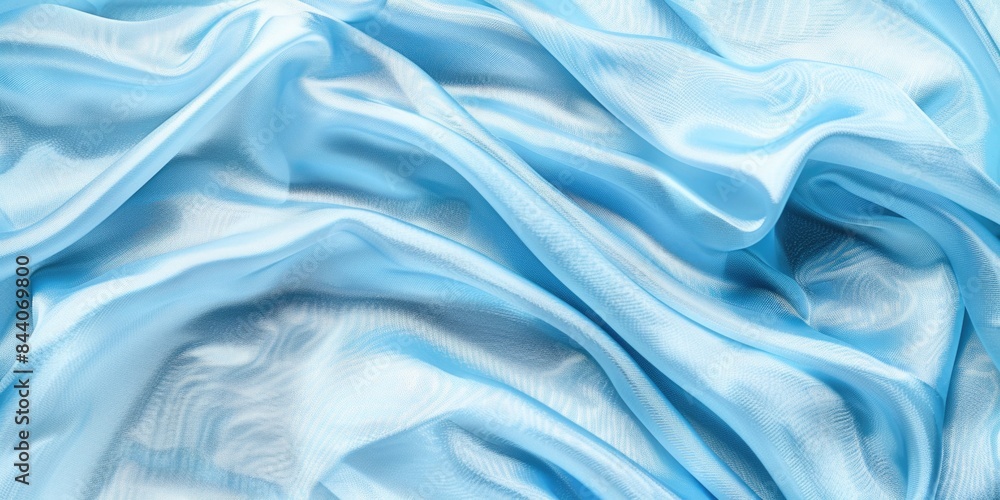 Poster a close-up shot of a light blue fabric with intricate patterns and textures