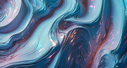 Abstract Blue and White Liquid Swirls