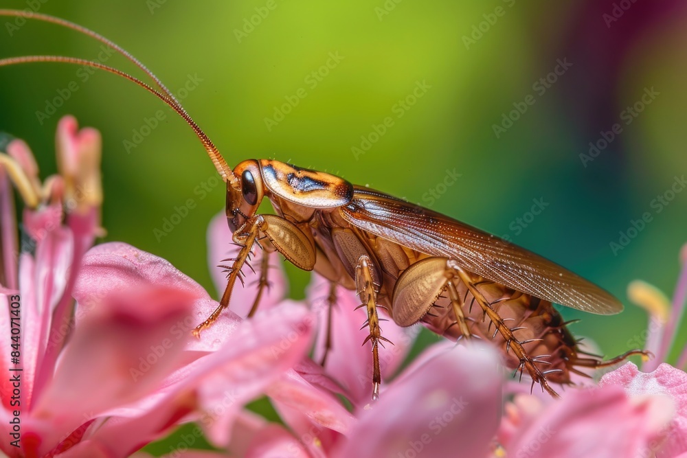 Poster a close-up shot of a small bug sitting on a colorful flower