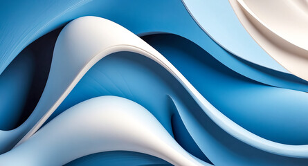 Fototapeta premium Abstract Blue and White Curved Shapes