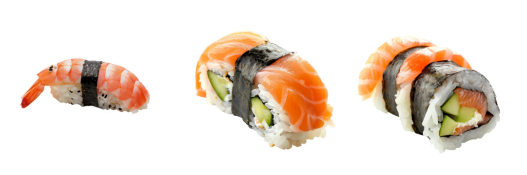 Set of sushi isolated on transparent background - Powered by Adobe