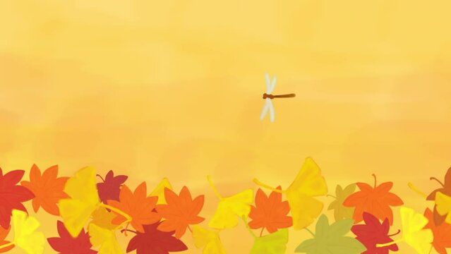 秋の落ち葉とリスのアニメーション