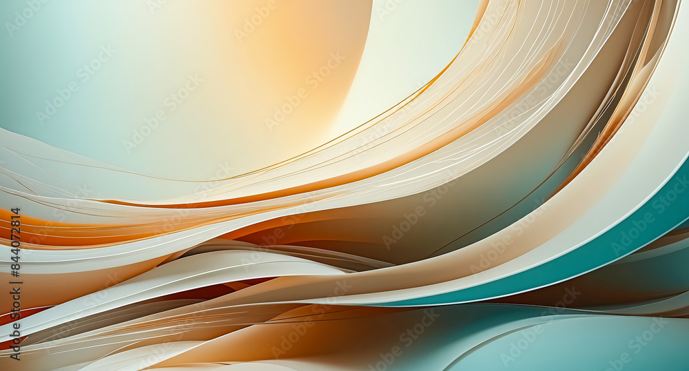 Poster abstract curved lines in soft colors