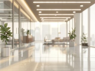 Fototapeta premium A large open office space with a lot of natural light and plants