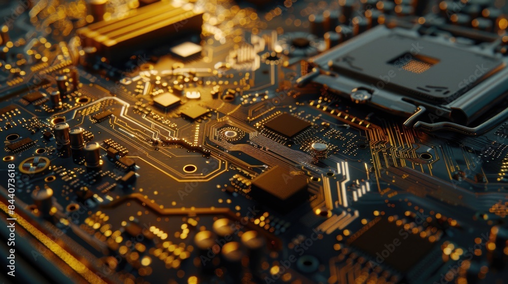 Aufkleber Close-up view of a computer motherboard components and circuits
