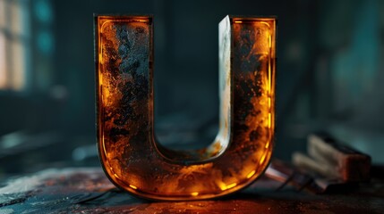 A close-up image of the letter U sitting on a table