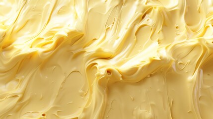 Close-up of vibrant yellow whipped cream texture.  