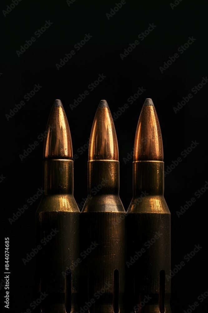 Poster three bullet shells on a dark background