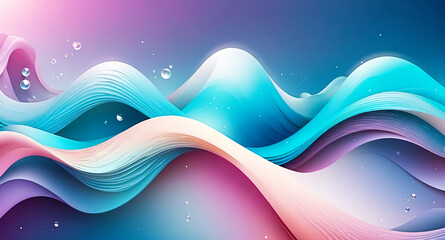Abstract Blue and Pink Waves with Water Drops