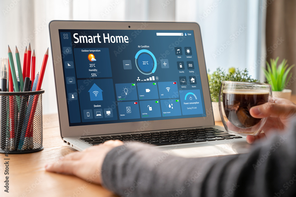 Poster smart home technology, centric remote control system with digital dashboard for air conditioning, sa