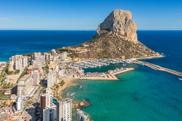 Aerial view of Calp town, province of Alicante, Spain.