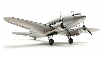 Fototapeta premium Airplane flying on a white background.