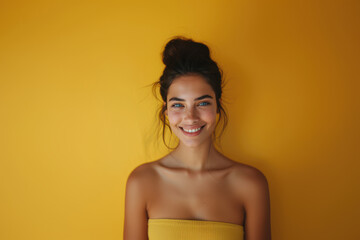 A close up portrait of a young woman with a subtle smile