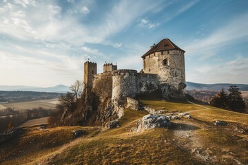 Obraz premium medieval castle on a hilltop