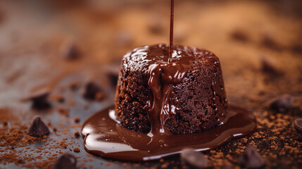 Chocolate Lava Cake Drizzled With Melted Chocolate