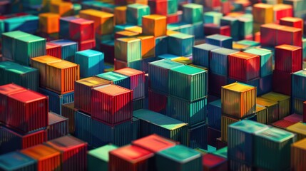 Obraz premium Container shipyard filled with a variety of colored containers awaiting shipment