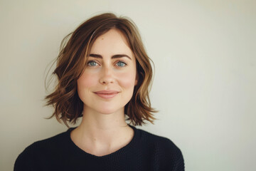 Fototapeta premium A close up portrait of a young woman with a subtle smile