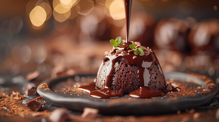 Chocolate Lava Cake Drizzled With Ganache