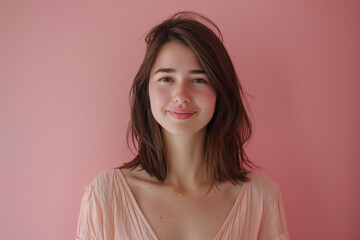 Fototapeta premium A close up portrait of a young woman with a subtle smile