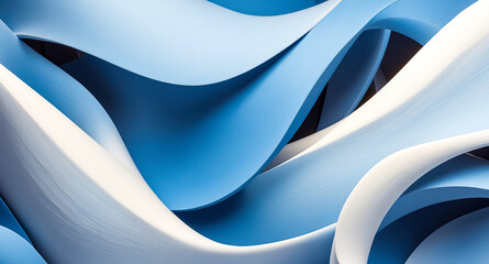 Fototapeta premium Abstract Blue and White Curved Shapes