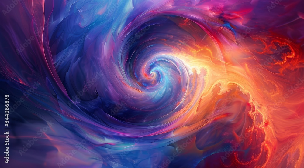 Poster abstract background with colorful glowing curves in motion