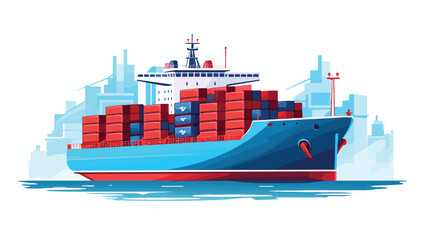 Container ship icon. Clipart image isolated on whit