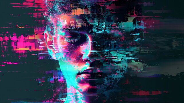 Colorful abstract background highlighting female features.