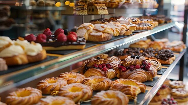 The aroma of freshly baked pastries entices you towards a bakery filled with decadent treats fit for a king.