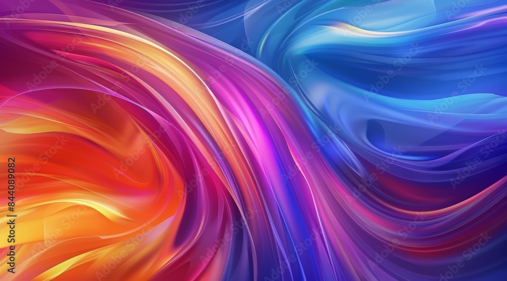 Poster abstract background with colorful glowing curves in motion