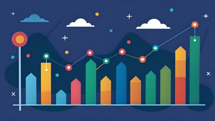 A series of animated line graphs presenting the changing market share of top competitors in a particular industry with data points that can be hovered over for detailed. 2d flat cartoon
