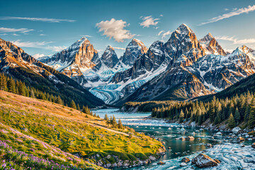 landscape with mountains and snow : AI Generative, not upscale