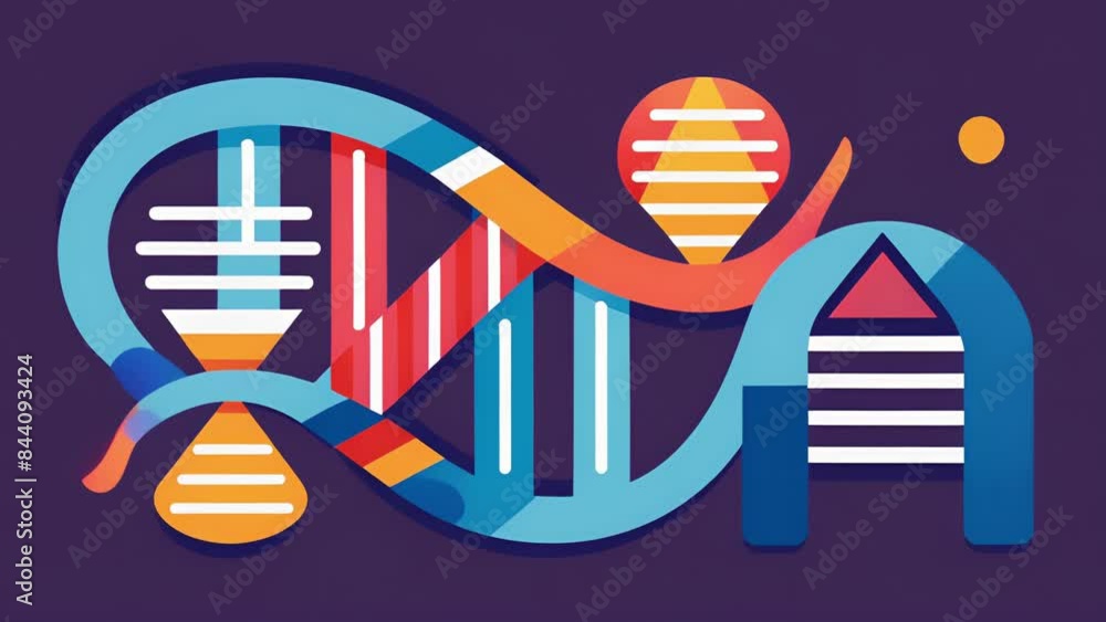 Aufkleber an artistic representation of the genome sequence with each letter of the genetic code transformed i