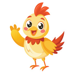 vector-cute-chick-cartoon-waving