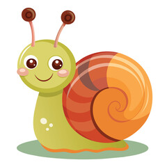 Cute cartoon snail vector illustration. Isolated on white background.