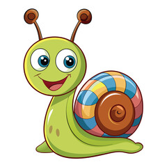 Cute cartoon snail vector illustration. Isolated on white background.