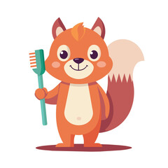 Cute Cat Brushing Teeth Cartoon 