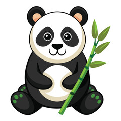 Cute baby panda with bamboo