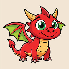 Illustration of cute cartoon baby dragon