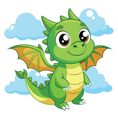 Vector illustration of Baby Dragon cartoon