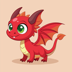 Illustration of cute cartoon baby dragon
