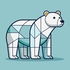 a cartoon polar bear with a blue and green pattern on it
