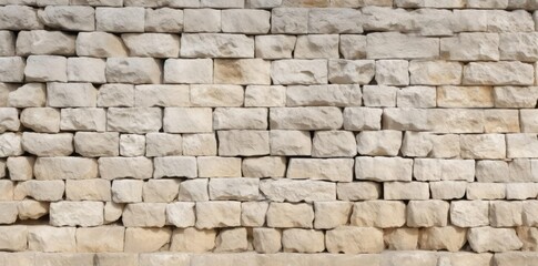 Fototapeta premium seamless limestone texture of a stone wall featuring a row of bricks on the left, a row of bricks on the right, and a row of bricks in the middle
