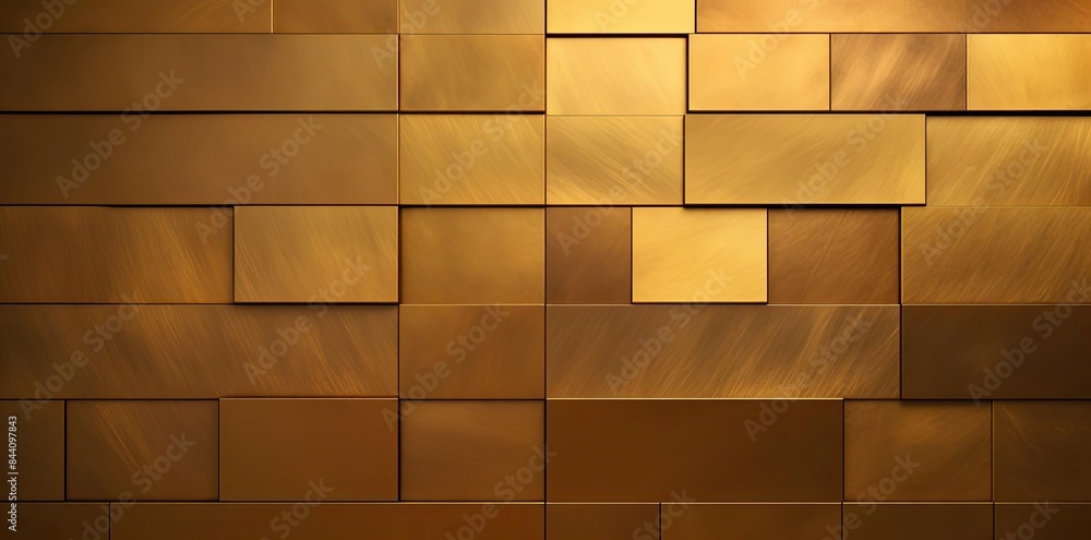 Poster metal texture brass tiles on the wall a row of metal tiles arranged in a row from left to right, wit