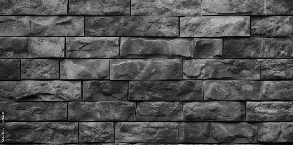 Poster grey brick texture on a stone wall a row of bricks arranged in a row from left to right, with a smal