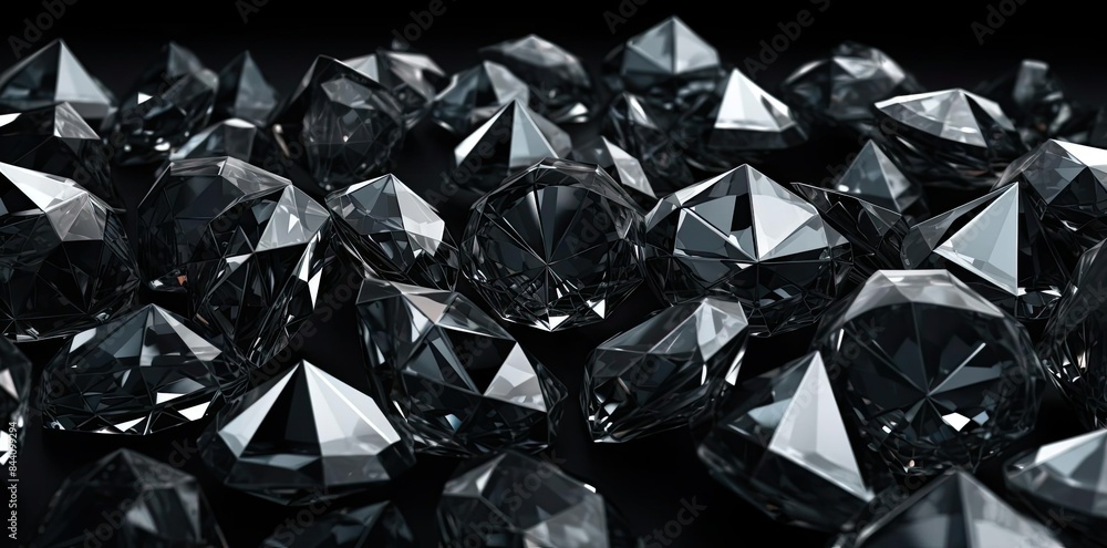 Poster diamonds texture on a black background a row of diamonds arranged in a row from left to right, with 
