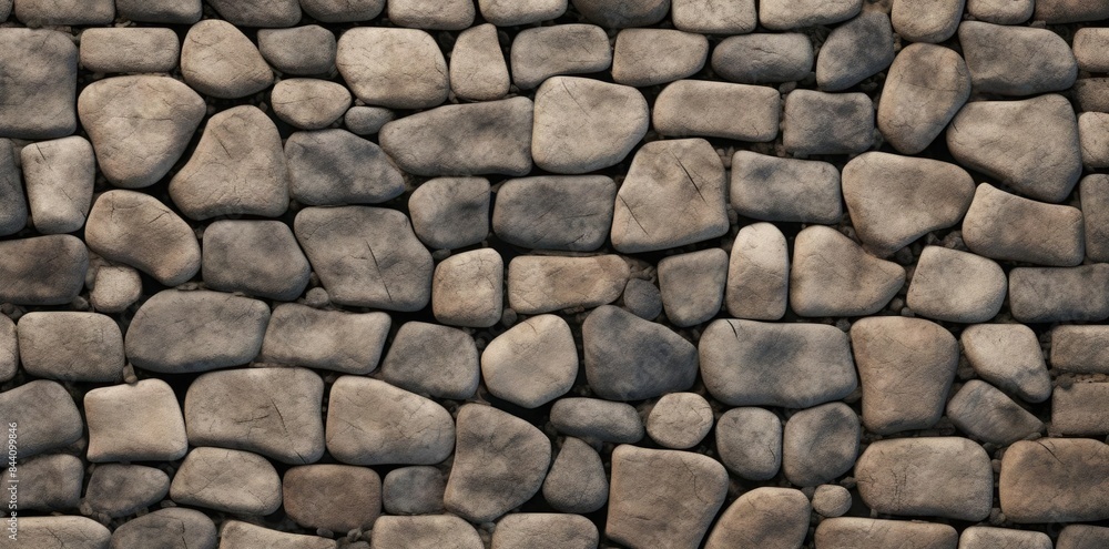 Poster cobblestone texture seamless pattern featuring a variety of rocks, including large and small ones, a