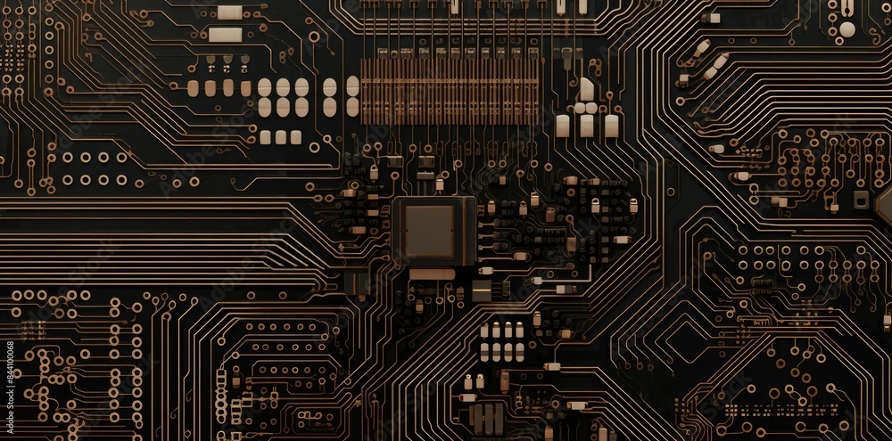 Poster circuit board texture on a black background the image shows a circuit board texture on a black backg